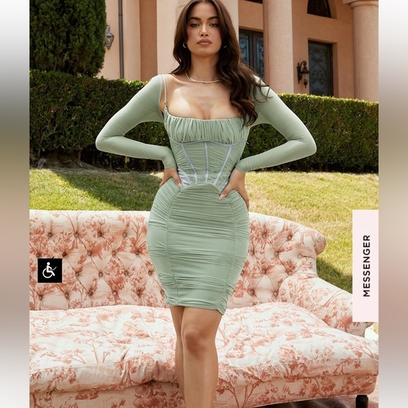 House of CB Freyja GREEN GATHERED CORSET DRESS size small - Picture 1 of 10